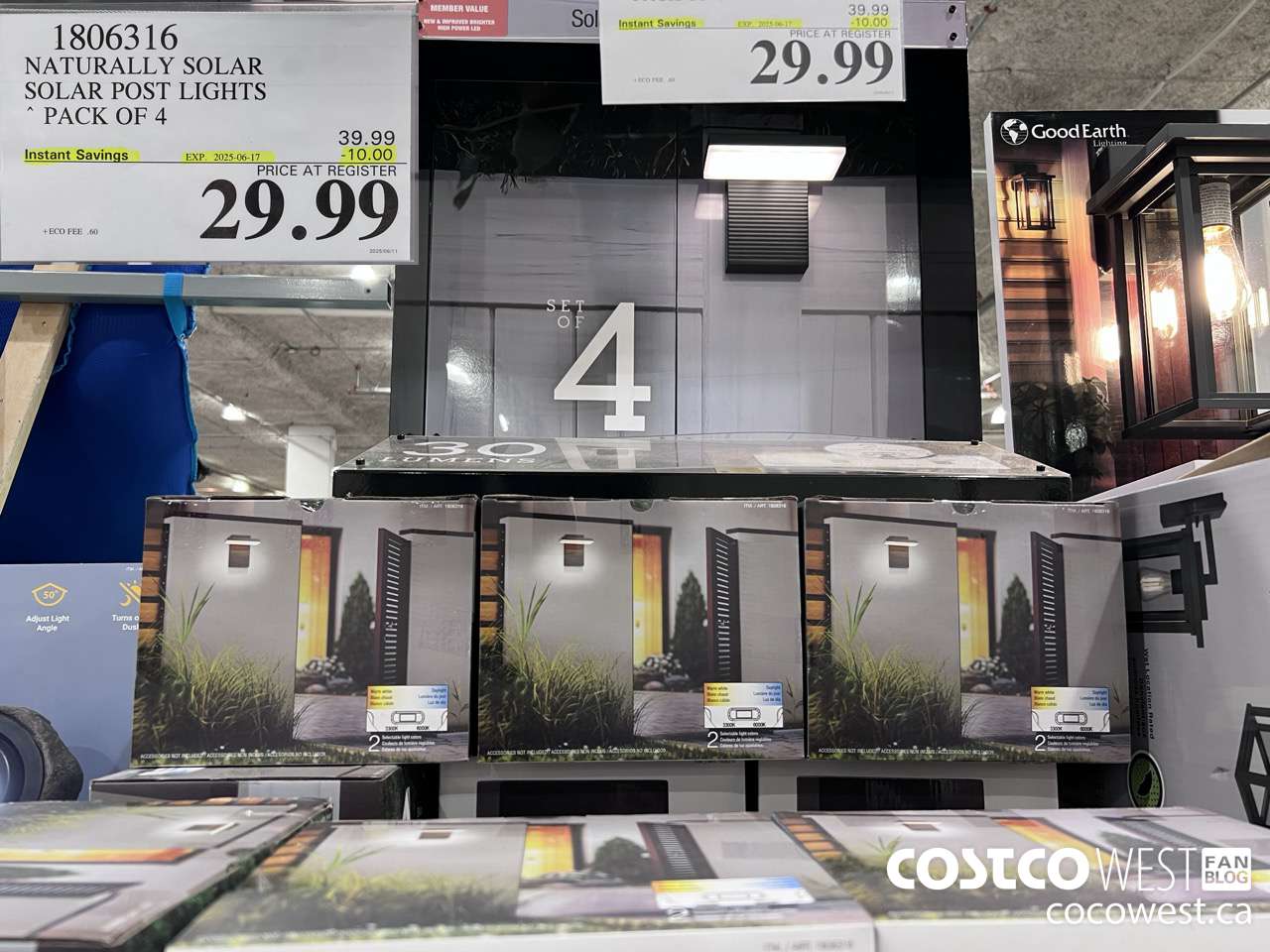 1806316 NATURALLY SOLAR SOLAR POST LIGHTS PACK OF 4 ($10.00 INSTANT SAVINGS EXPIRES ON 2025-06-17) $29.99