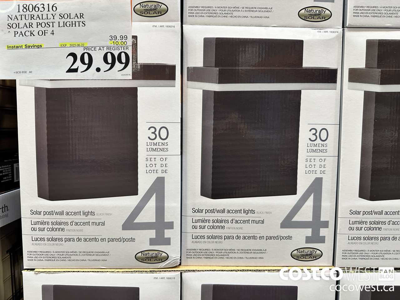 1806316 NATURALLY SOLAR SOLAR POST LIGHTS PACK OF 4 ($10.00 INSTANT SAVINGS EXPIRES ON 2025-06-22) $29.99