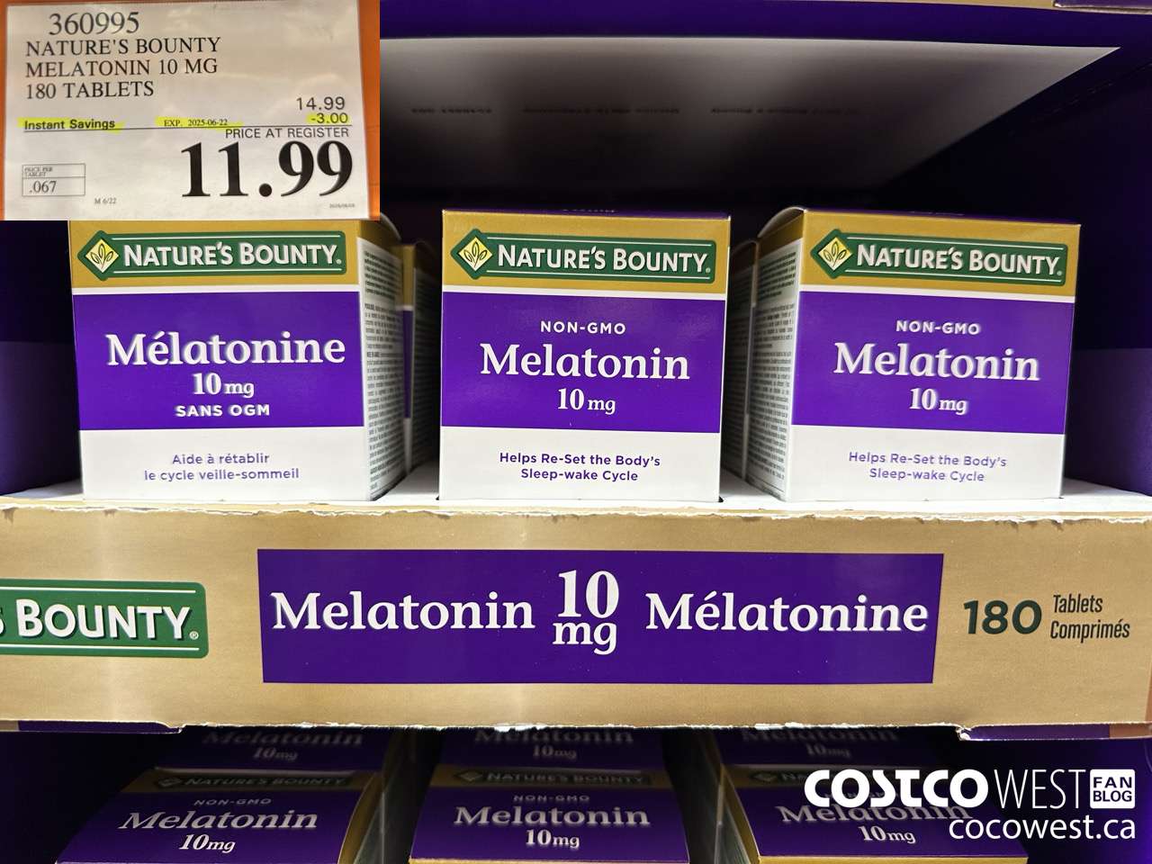 360995 NATURE'S BOUNTY MELATONIN GUMMIES 180 GUMMIES ($3.00 INSTANT SAVINGS EXPIRES ON 2025-06-22) $11.99