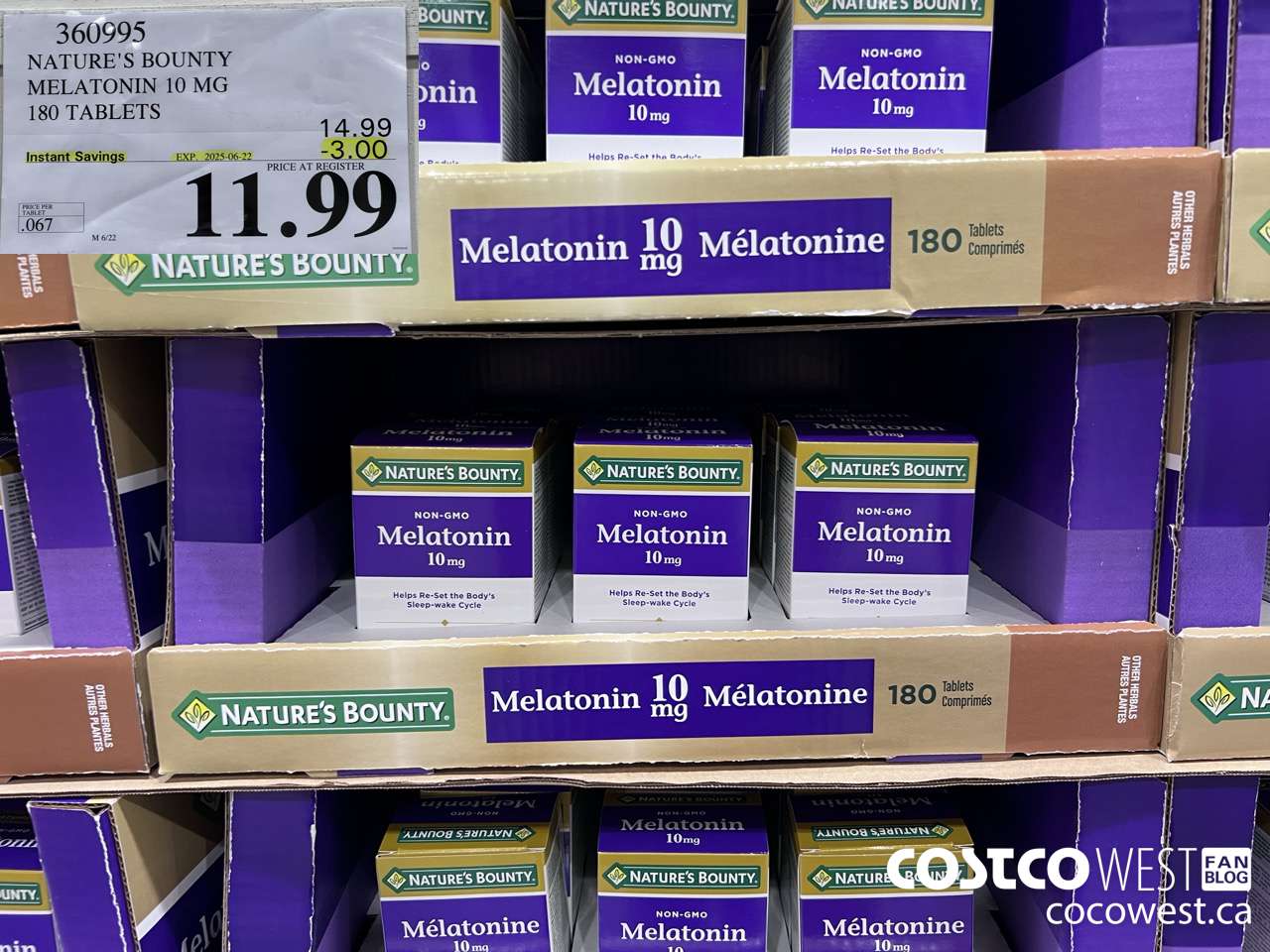 360995 NATURE'S BOUNTY MELATONIN GUMMIES 180 GUMMIES ($3.00 INSTANT SAVINGS EXPIRES ON 2025-06-22) $11.99