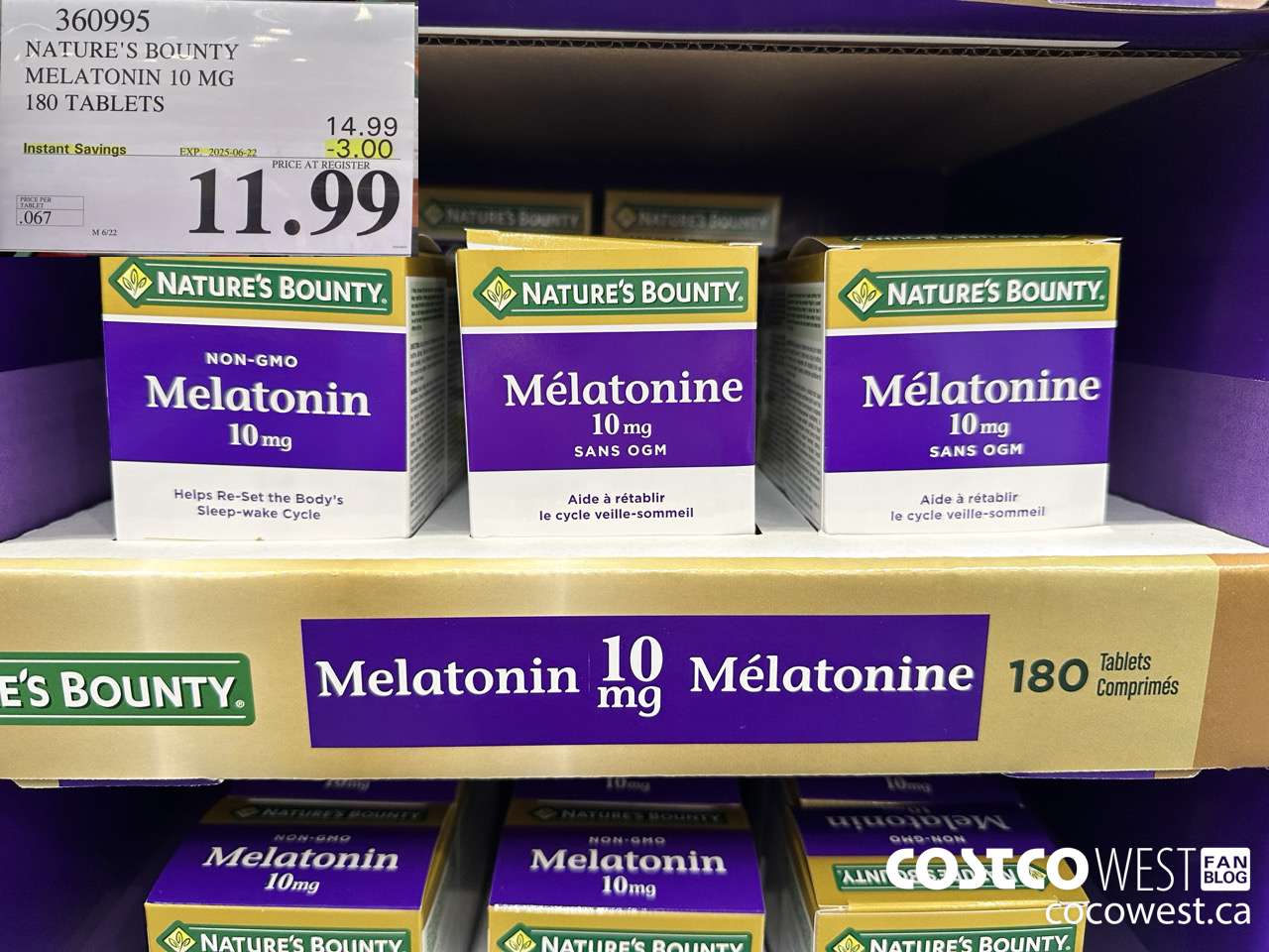 360995 NATURE'S BOUNTY MELATONIN GUMMIES 180 GUMMIES ($3.00 INSTANT SAVINGS EXPIRES ON 2025-06-22) $11.99