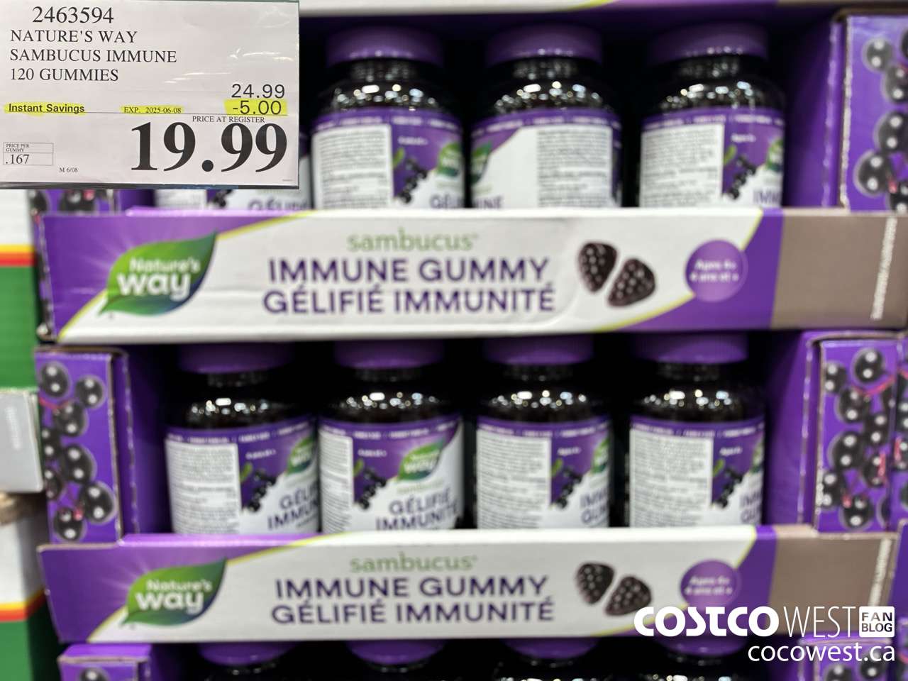 2463594 NATURE'S WAY SAMBUCUS IMMUNE 120 GUMMIES ($5.00 INSTANT SAVINGS EXPIRES ON 2025-06-08) $19.99