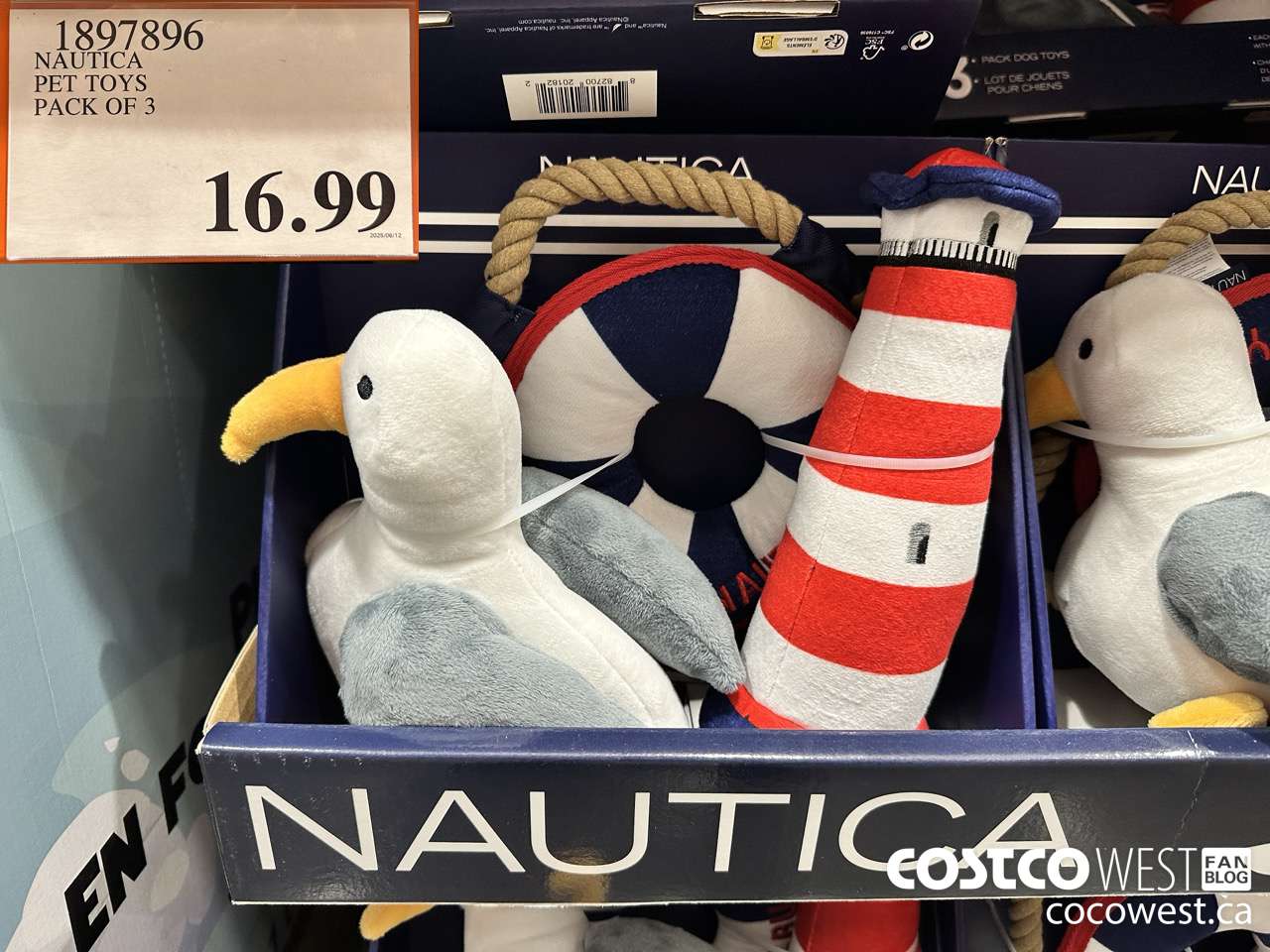 1897896 NAUTICA PET TOYS PACK OF 3 $16.99