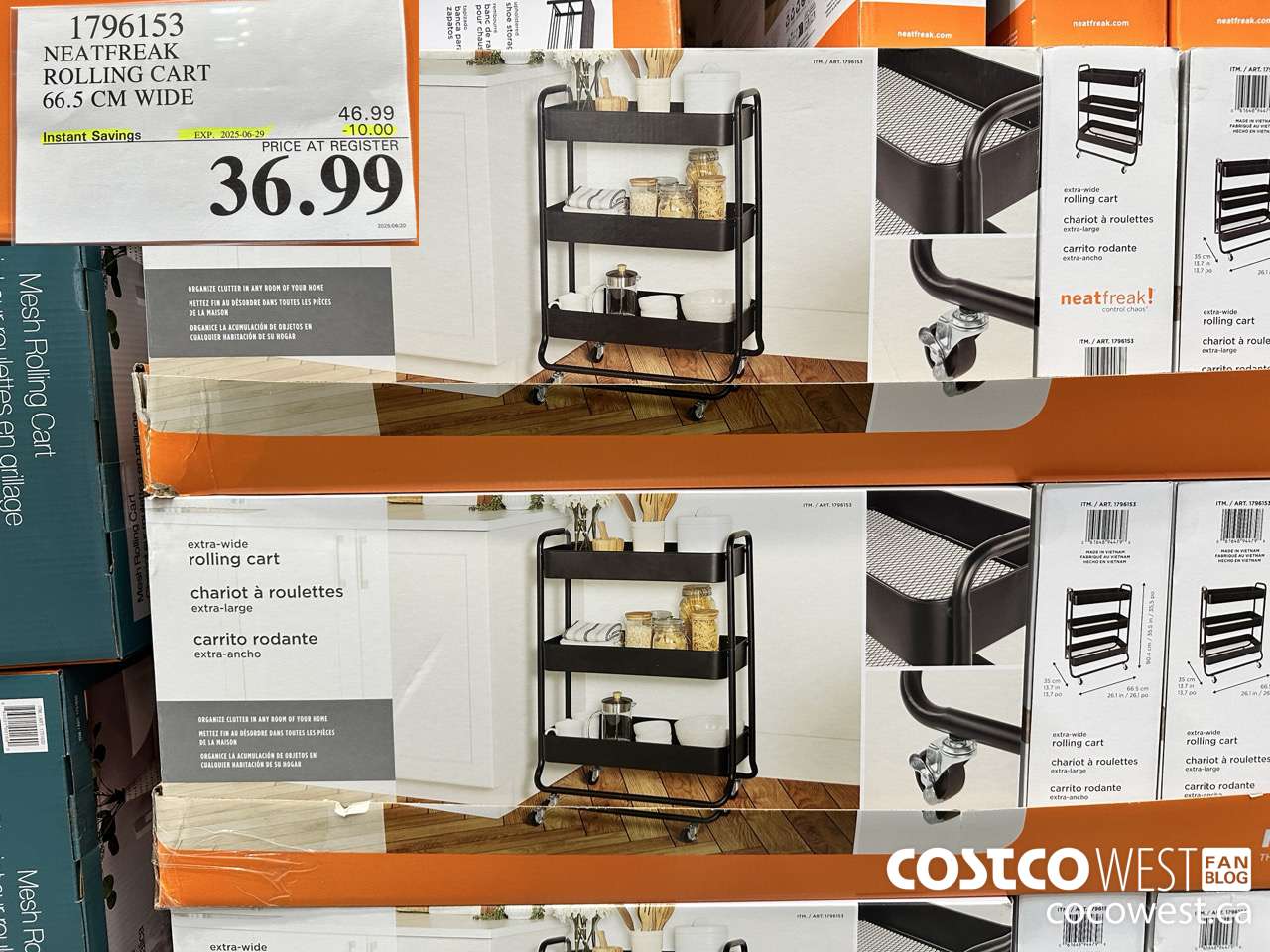 1796153 NEATFREAK ROLLING CART 66.5CM WIDE ($10.00 INSTANT SAVINGS EXPIRES ON 2025-06-29) $36.99