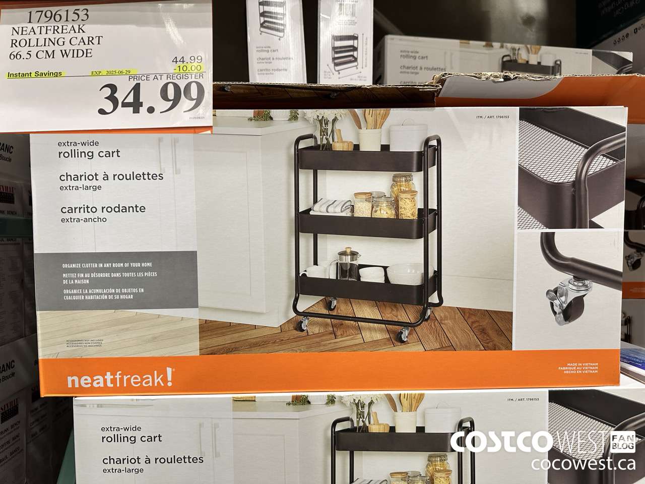 1796153 NEATFREAK ROLLING CART 66.5CM WIDE ($10.00 INSTANT SAVINGS EXPIRES ON 2025-06-29) $34.99