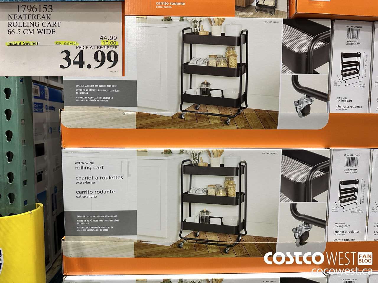 1796153 NEATFREAK ROLLING CART 66.5CM WIDE ($10.00 INSTANT SAVINGS EXPIRES ON 2025-06-29) $34.99