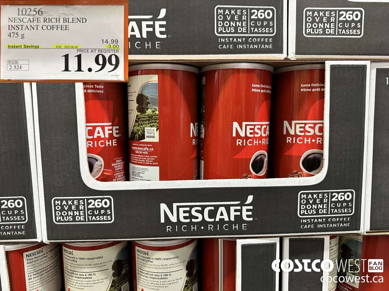 10256 NESCAFE RICH BLEND INSTANT COFFEE 475G ($3.00 INSTANT SAVINGS EXPIRES ON 2025-06-08) $11.99