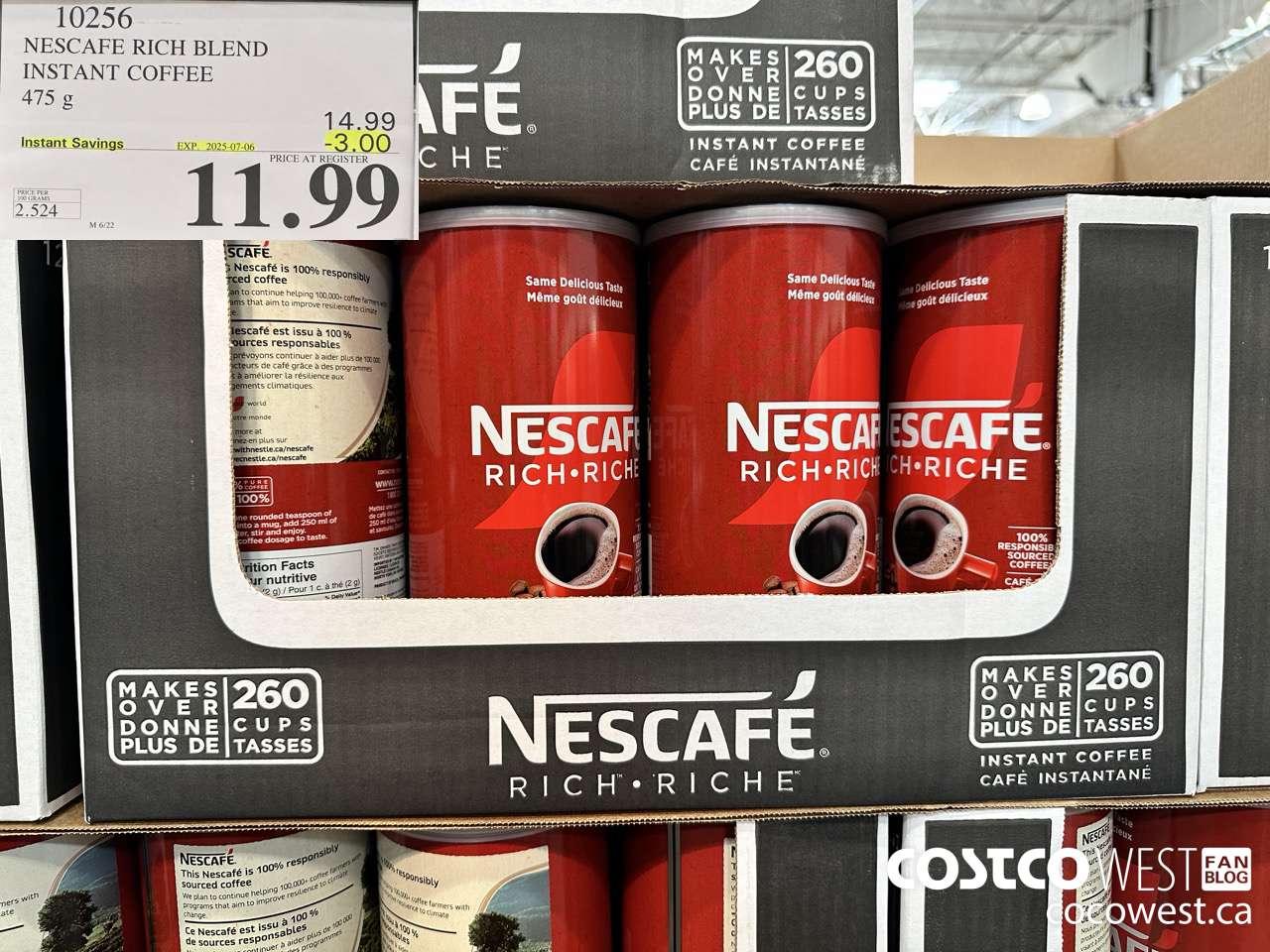 10256 NESCAFE RICH BLEND INSTANT COFFEE 475G ($3.00 INSTANT SAVINGS EXPIRES ON 2025-07-06) $11.99