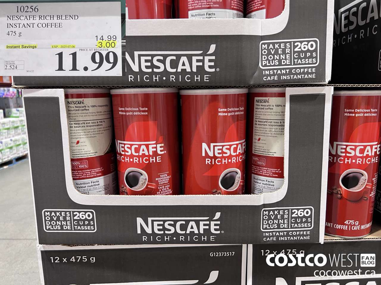 10256 NESCAFE RICH BLEND INSTANT COFFEE 475G ($3.00 INSTANT SAVINGS EXPIRES ON 2025-07-06) $11.99