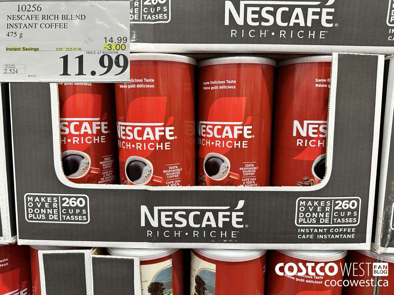 10256 NESCAFE RICH BLEND INSTANT COFFEE 475G ($3.00 INSTANT SAVINGS EXPIRES ON 2025-07-06) $11.99