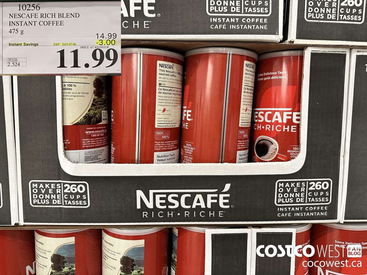 10256 NESCAFE RICH BLEND INSTANT COFFEE 475G ($3.00 INSTANT SAVINGS EXPIRES ON 2025-07-06) $11.99