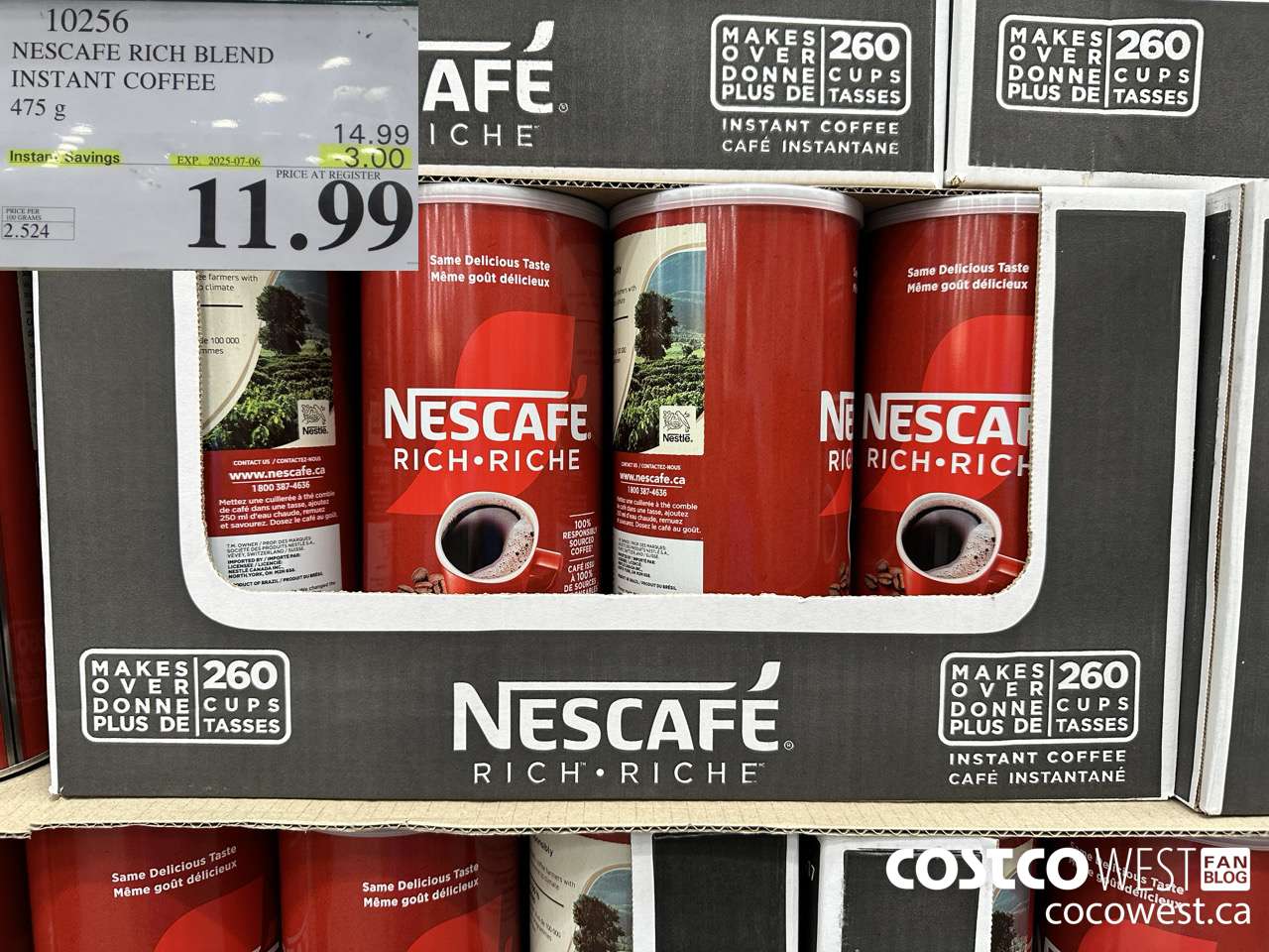 10256 NESCAFE RICH BLEND INSTANT COFFEE 475G ($3.00 INSTANT SAVINGS EXPIRES ON 2025-07-06) $11.99