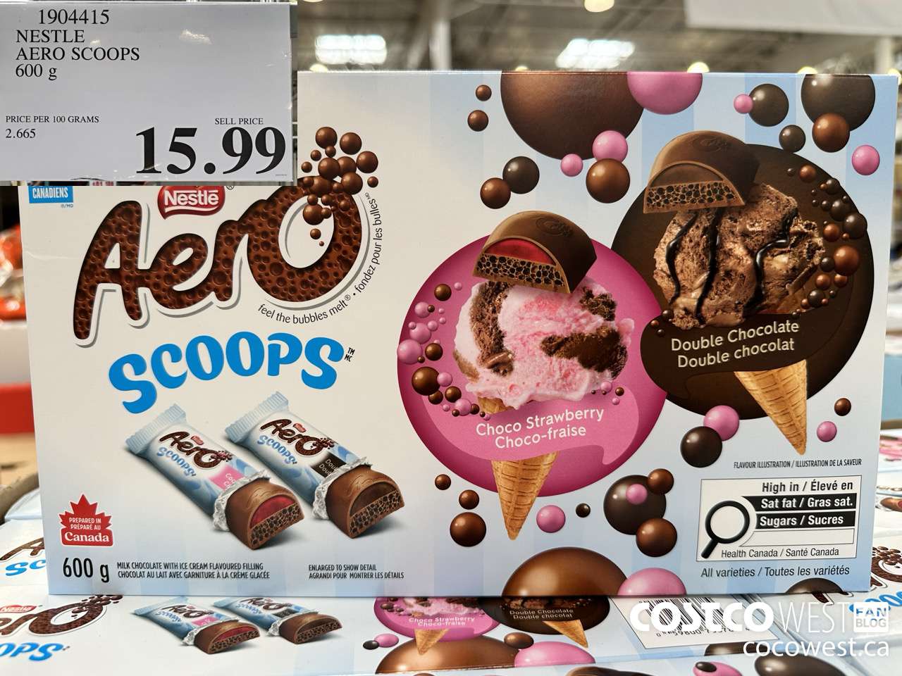 1904415 NESTLE AERO SCOOPS 600G $15.99