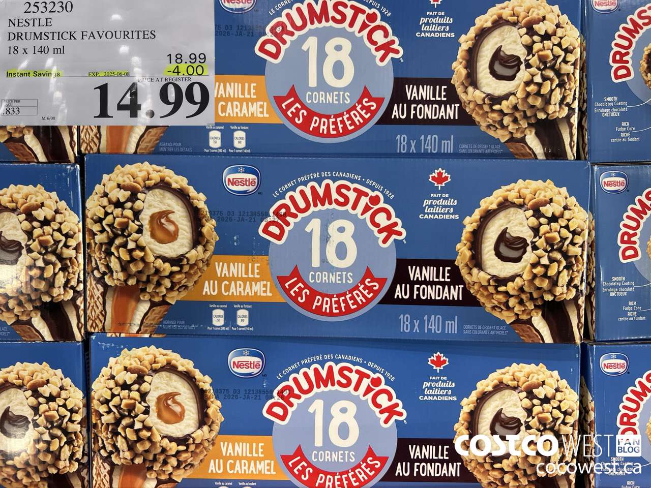 253230 NESTLE DRUMSTICK VARIETY PACK 18 x 140 ml ($4.00 INSTANT SAVINGS EXPIRES ON 2025-06-08) $14.99