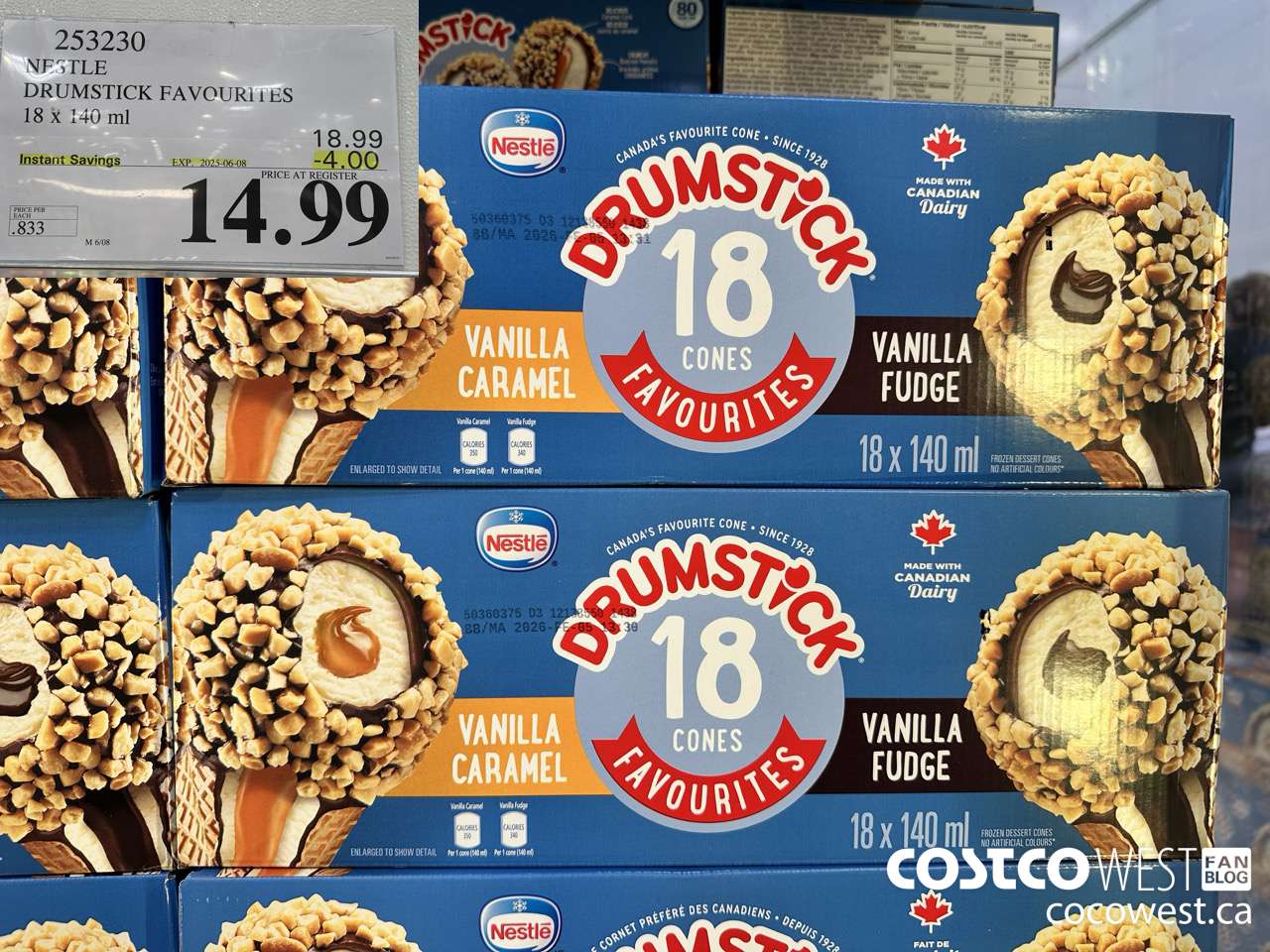 253230 NESTLE DRUMSTICK VARIETY PACK 18 x 140 ml ($4.00 INSTANT SAVINGS EXPIRES ON 2025-06-08) $14.99