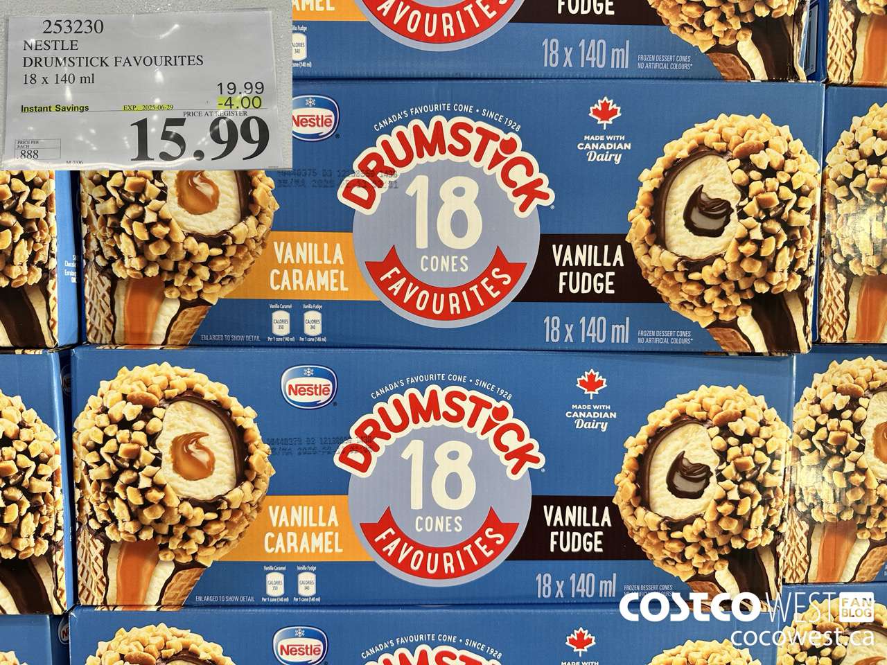253230 NESTLE DRUMSTICK VARIETY PACK 18 x 140 ml ($4.00 INSTANT SAVINGS EXPIRES ON 2025-06-29) $15.99