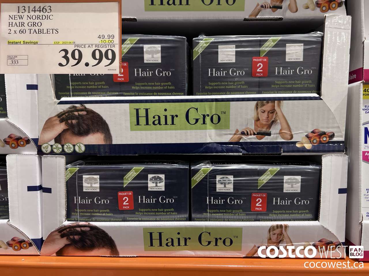 1314463 NEW NORDIC HAIR GRO 2 X 60 TABLETS ($10.00 INSTANT SAVINGS EXPIRES ON 2025-06-08) $39.99