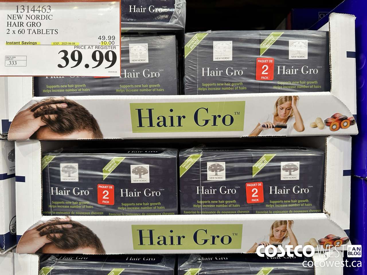 1314463 NEW NORDIC HAIR GRO 2 X 60 TABLETS ($10.00 INSTANT SAVINGS EXPIRES ON 2025-06-08) $39.99