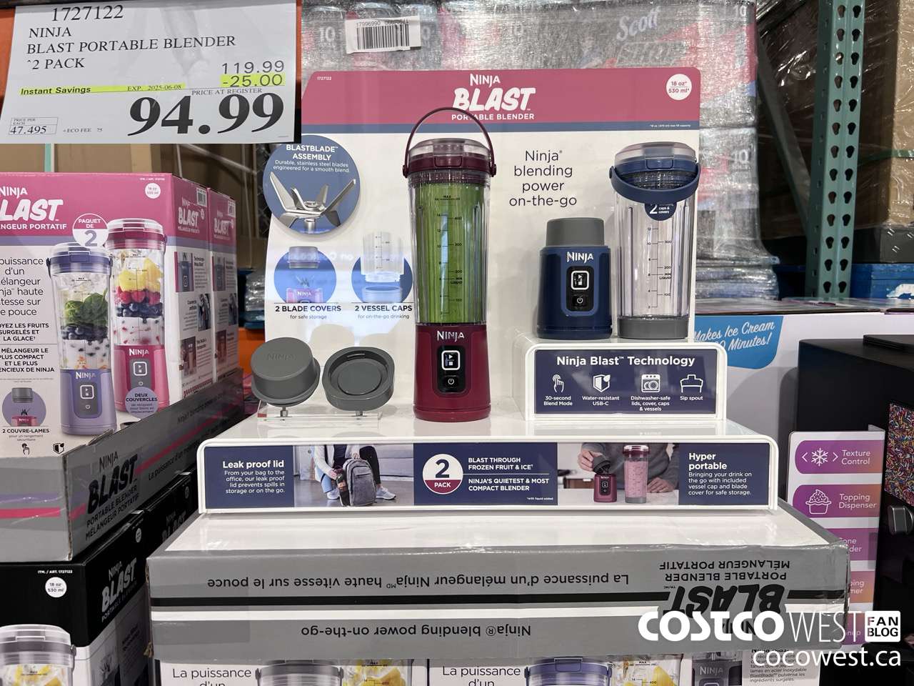 1727122 NINJA BLAST PORTABLE BLENDER 2 PACK ($25.00 INSTANT SAVINGS EXPIRES ON 2025-06-08) $94.99