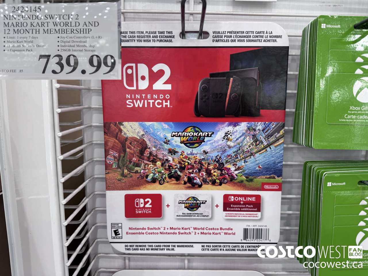 2424145 NINTENDO SWITCH 2 MARIO KART WORLD AND 12 MONTH MEMBERSHIP $739.99