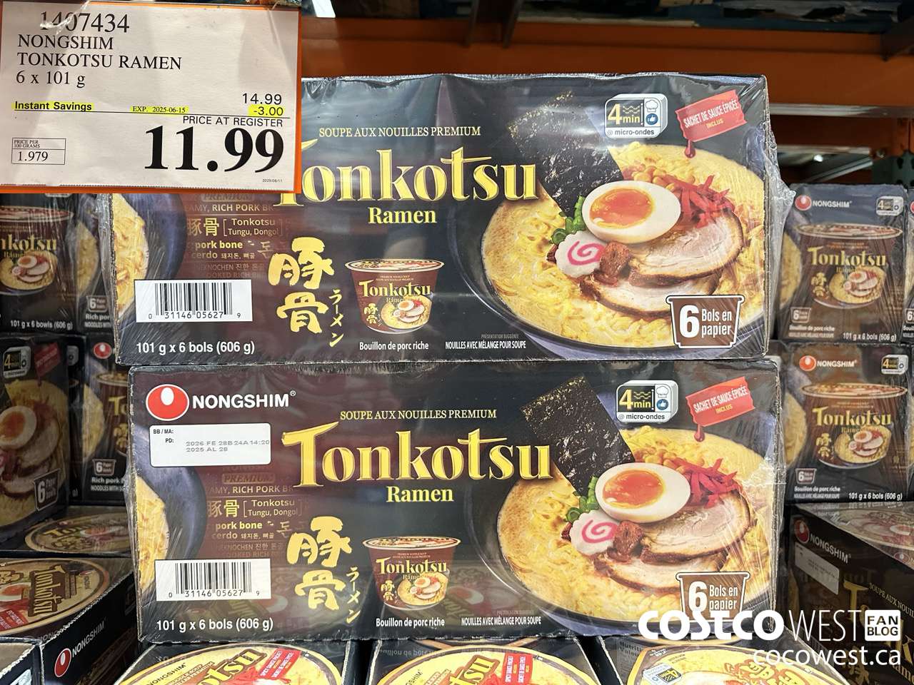 1407434 NONG SHIM TONKOTSU RAMEN 6 x 101 g ($3.00 INSTANT SAVINGS EXPIRES ON 2025-06-15) $11.99