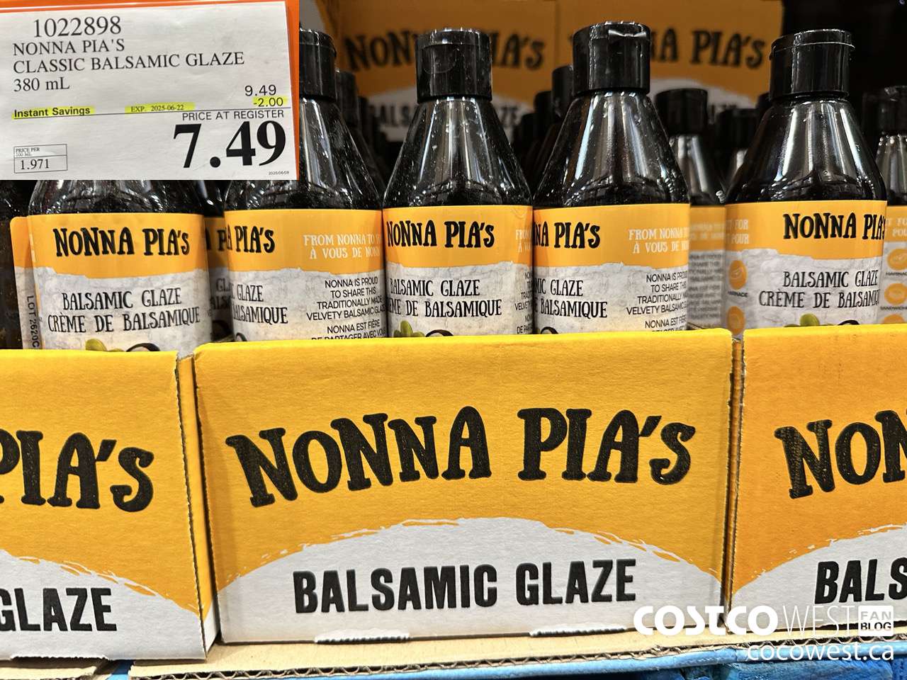 1022898 NONNA PIA'S GOURMET BALSAMIC REDUCTION 380 ML ($2.00 INSTANT SAVINGS EXPIRES ON 2025-06-22) $7.49