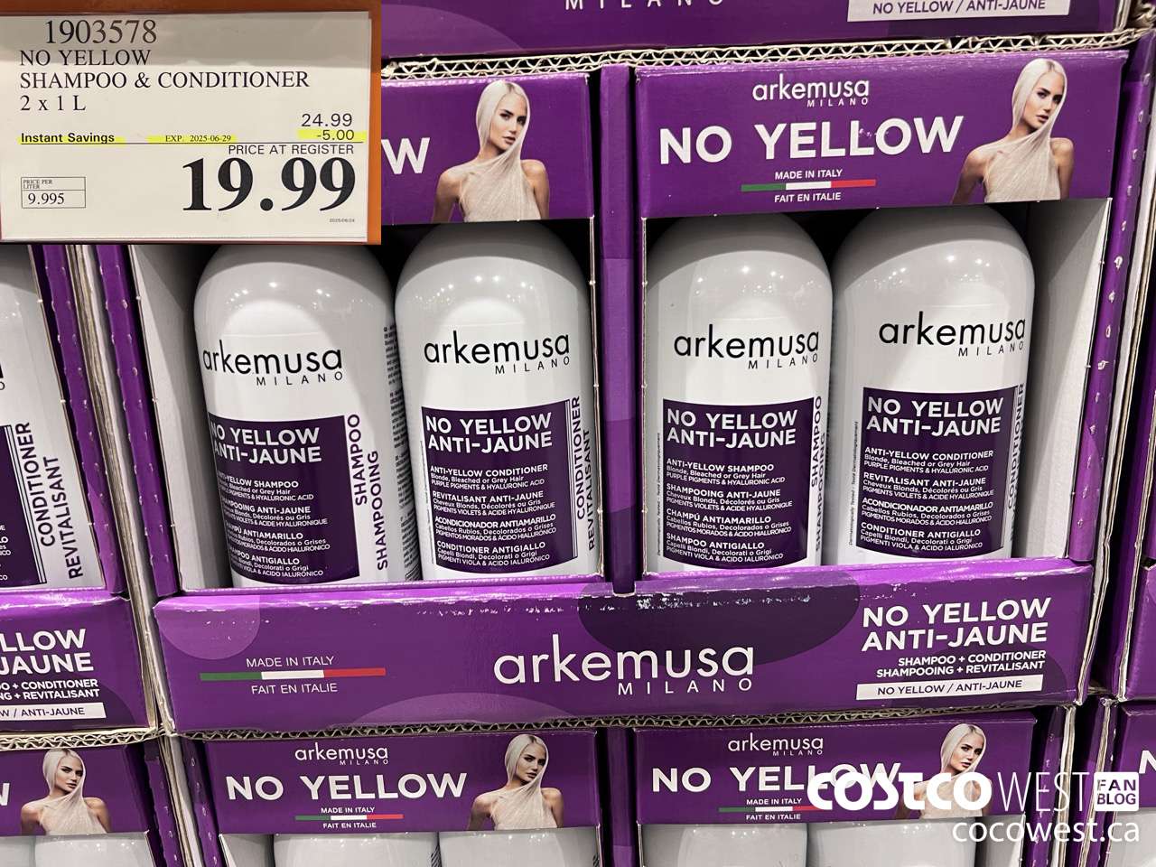 1903578 NO YELLOW SHAMPOO & CONDITIONER 2 X 1L ($5.00 INSTANT SAVINGS EXPIRES ON 2025-06-29) $19.99