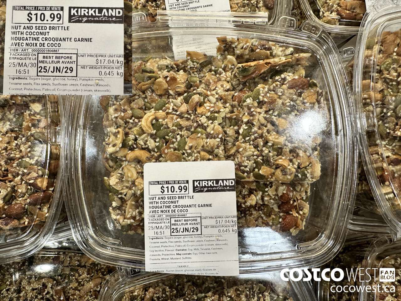 1806887 NUT AND SEED BRITTLE WITH COCONUT 645G $10.99