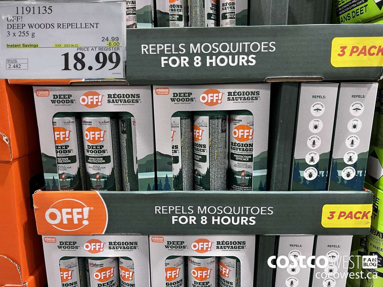 1191135 OFF! DEEP WOODS INSECT REPELLENT 3 x 255 g ($6.00 INSTANT SAVINGS EXPIRES ON 2025-06-22) $18.99