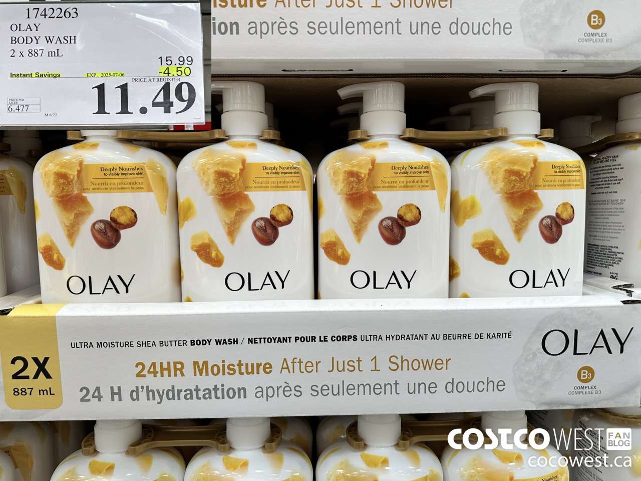 1742263 OLAY BODY WASH 2 X 887 ML ($4.50 INSTANT SAVINGS EXPIRES ON 2025-07-06) $11.49