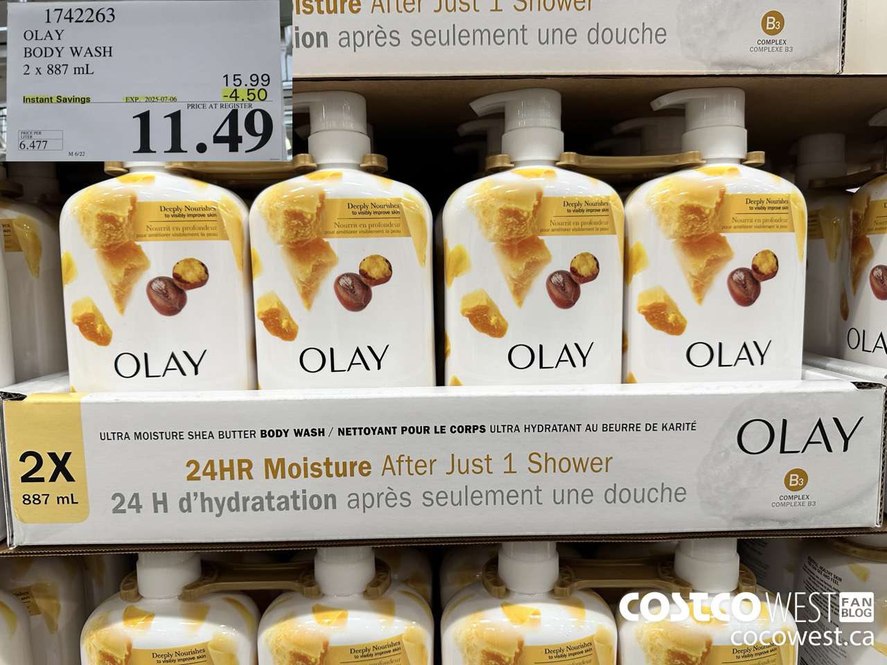 1742263 OLAY BODY WASH 2 X 887 ML ($4.50 INSTANT SAVINGS EXPIRES ON 2025-07-06) $11.49