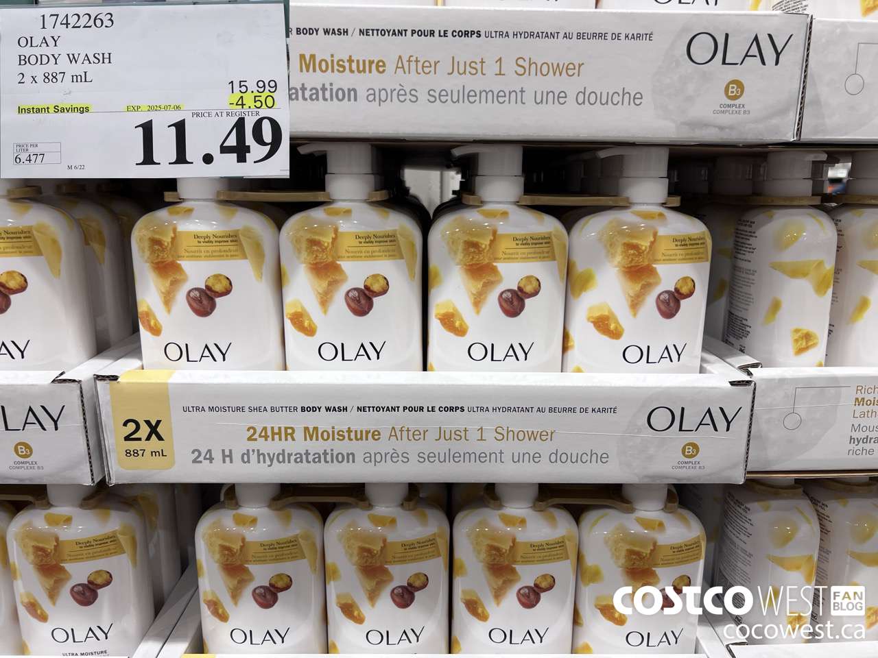 1742263 OLAY BODY WASH 2 X 887 ML ($4.50 INSTANT SAVINGS EXPIRES ON 2025-07-06) $11.49