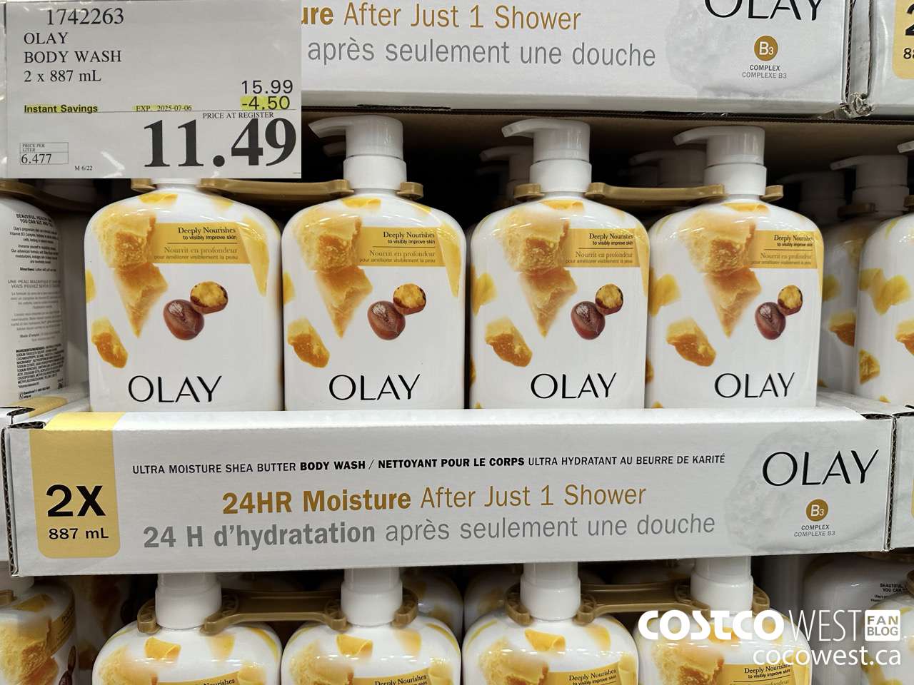 1742263 OLAY BODY WASH 2 X 887 ML ($4.50 INSTANT SAVINGS EXPIRES ON 2025-07-06) $11.49