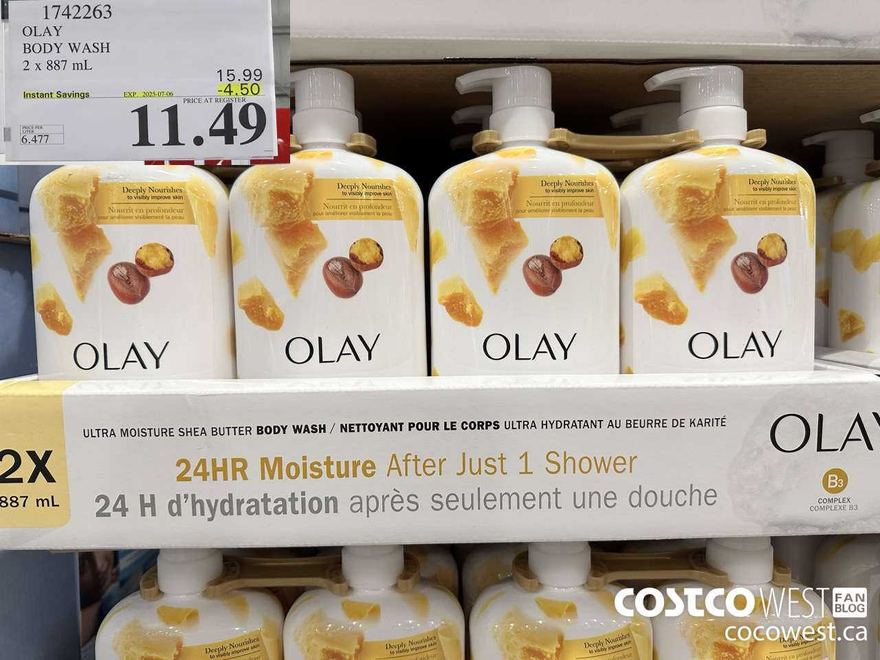 1742263 OLAY BODY WASH 2 X 887 ML ($4.50 INSTANT SAVINGS EXPIRES ON 2025-07-06) $11.49