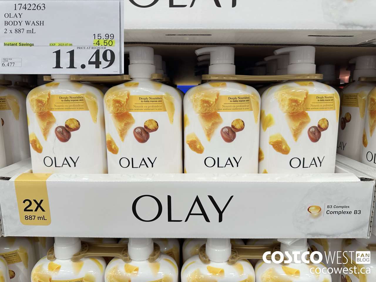 1742263 OLAY BODY WASH 2 X 887 ML ($4.50 INSTANT SAVINGS EXPIRES ON 2025-07-06) $11.49