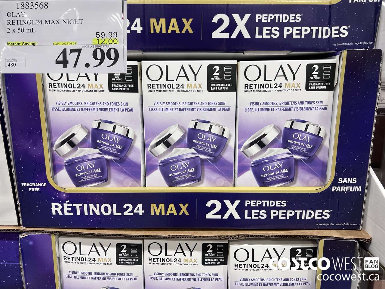 1883568 OLAY RETINOL24 MAX NIGHT 2 x 50 mL ($12.00 INSTANT SAVINGS EXPIRES ON 2025-06-08) $47.99