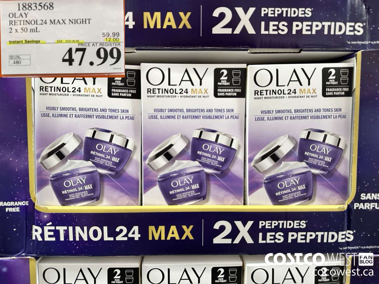 1883568 OLAY RETINOL24 MAX NIGHT 2 x 50 mL ($12.00 INSTANT SAVINGS EXPIRES ON 2025-06-08) $47.99