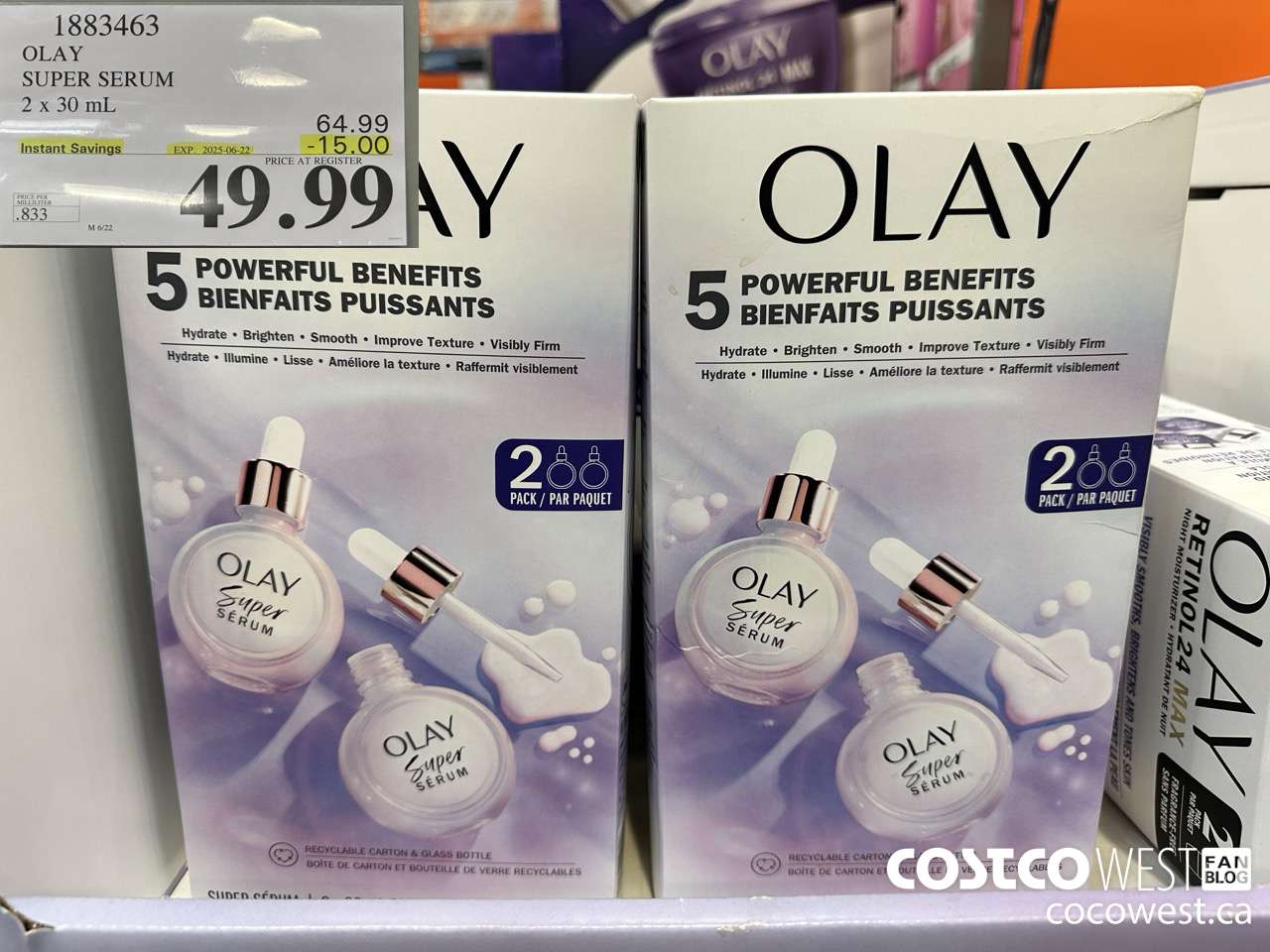 1883463 OLAY SUPER SERUM 2 X 30ML ($15.00 INSTANT SAVINGS EXPIRES ON 2025-06-22) $49.99