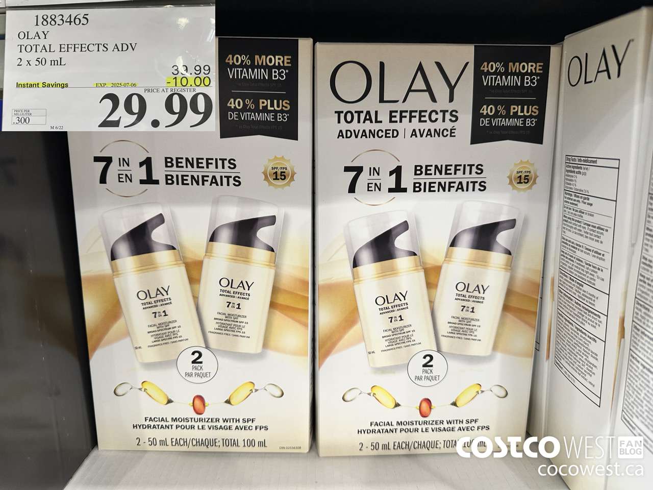 1883465 OLAY TOTAL EFFECTS ADV 2 X 50ML ($10.00 INSTANT SAVINGS EXPIRES ON 2025-07-06) $29.99