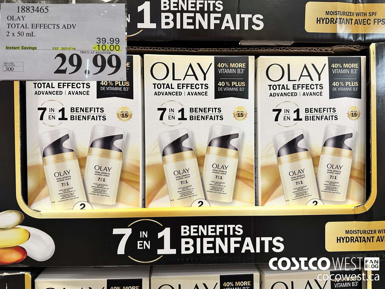 1883465 OLAY TOTAL EFFECTS ADV 2 X 50ML ($10.00 INSTANT SAVINGS EXPIRES ON 2025-07-06) $29.99