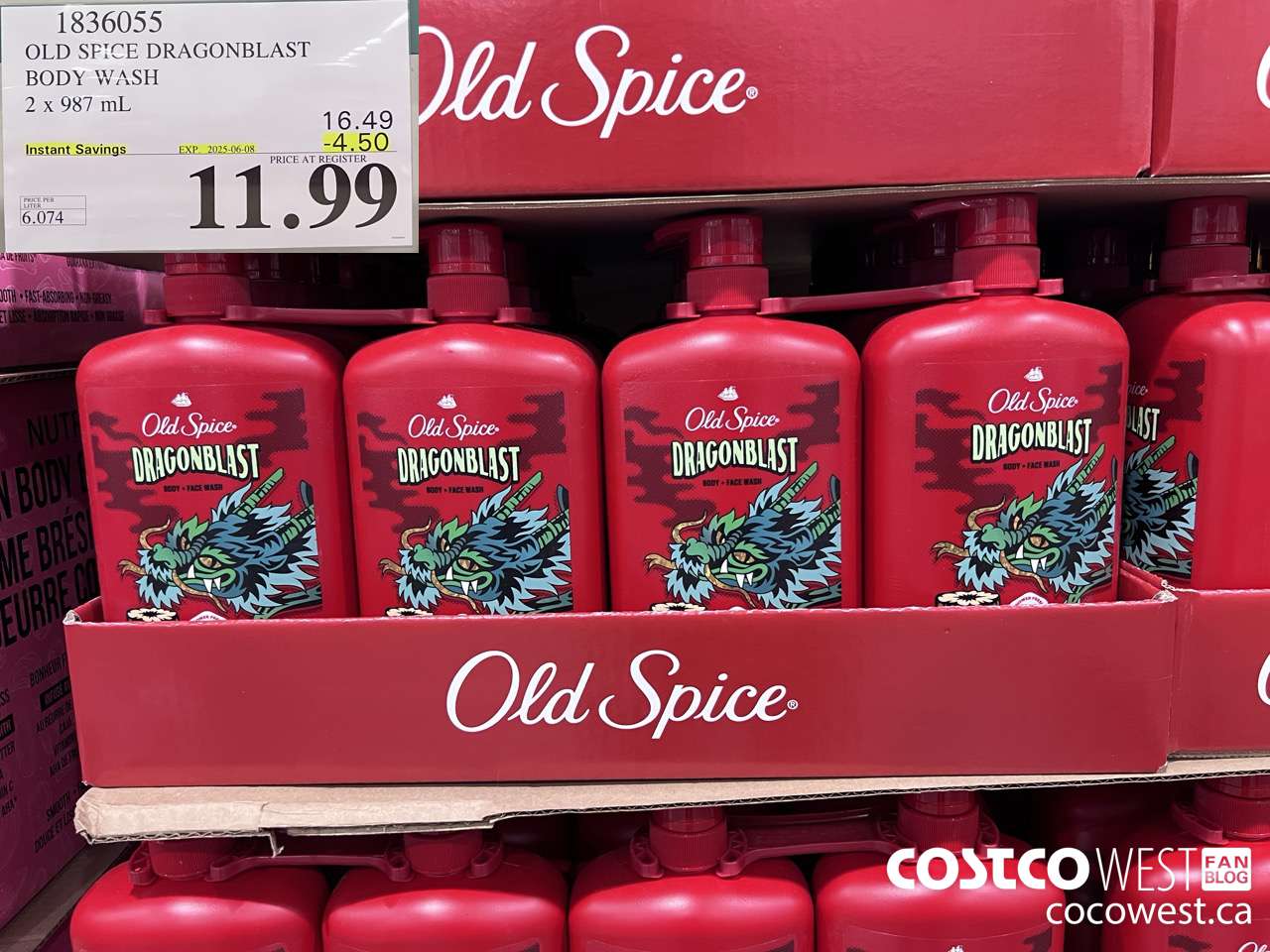 1836055 OLD SPICE DRAGONBLAST BODY WASH 2 X 987 ML ($4.50 INSTANT SAVINGS EXPIRES ON 2025-06-08) $11.99