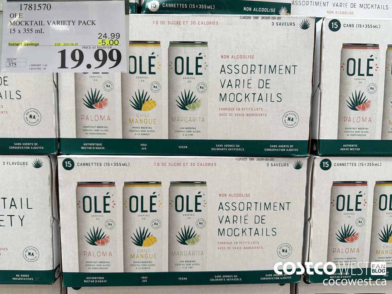 1781570 OLE MOCKTAIL VARIETY PACK 15 X 355 ML ($5.00 INSTANT SAVINGS EXPIRES ON 2025-06-29) $19.99