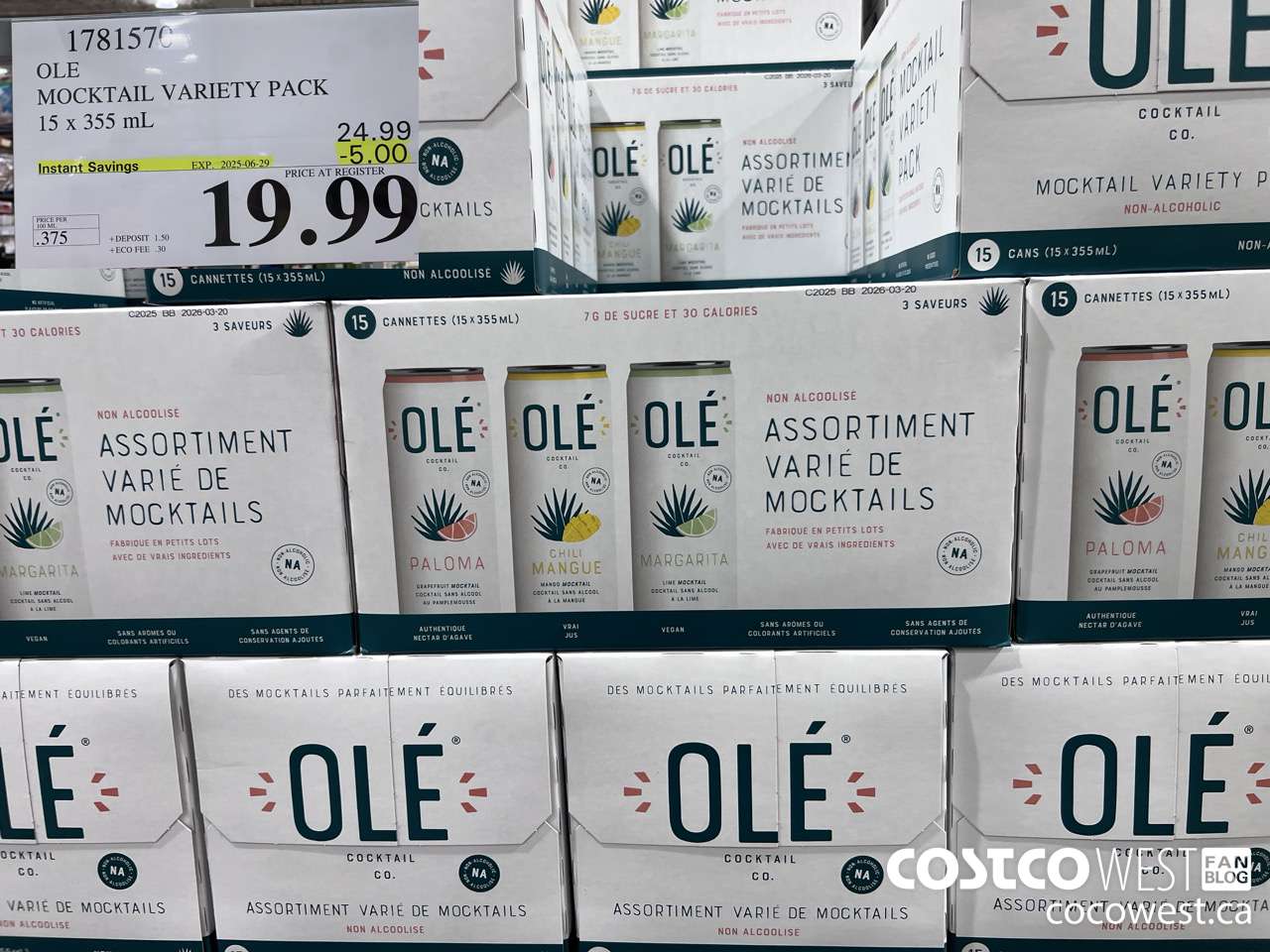 1781570 OLE MOCKTAIL VARIETY PACK 15 X 355 ML ($5.00 INSTANT SAVINGS EXPIRES ON 2025-06-29) $19.99