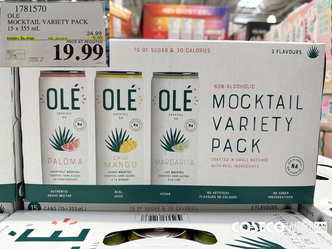 1781570 OLE MOCKTAIL VARIETY PACK 15 X 355 ML ($5.00 INSTANT SAVINGS EXPIRES ON 2025-06-29) $19.99