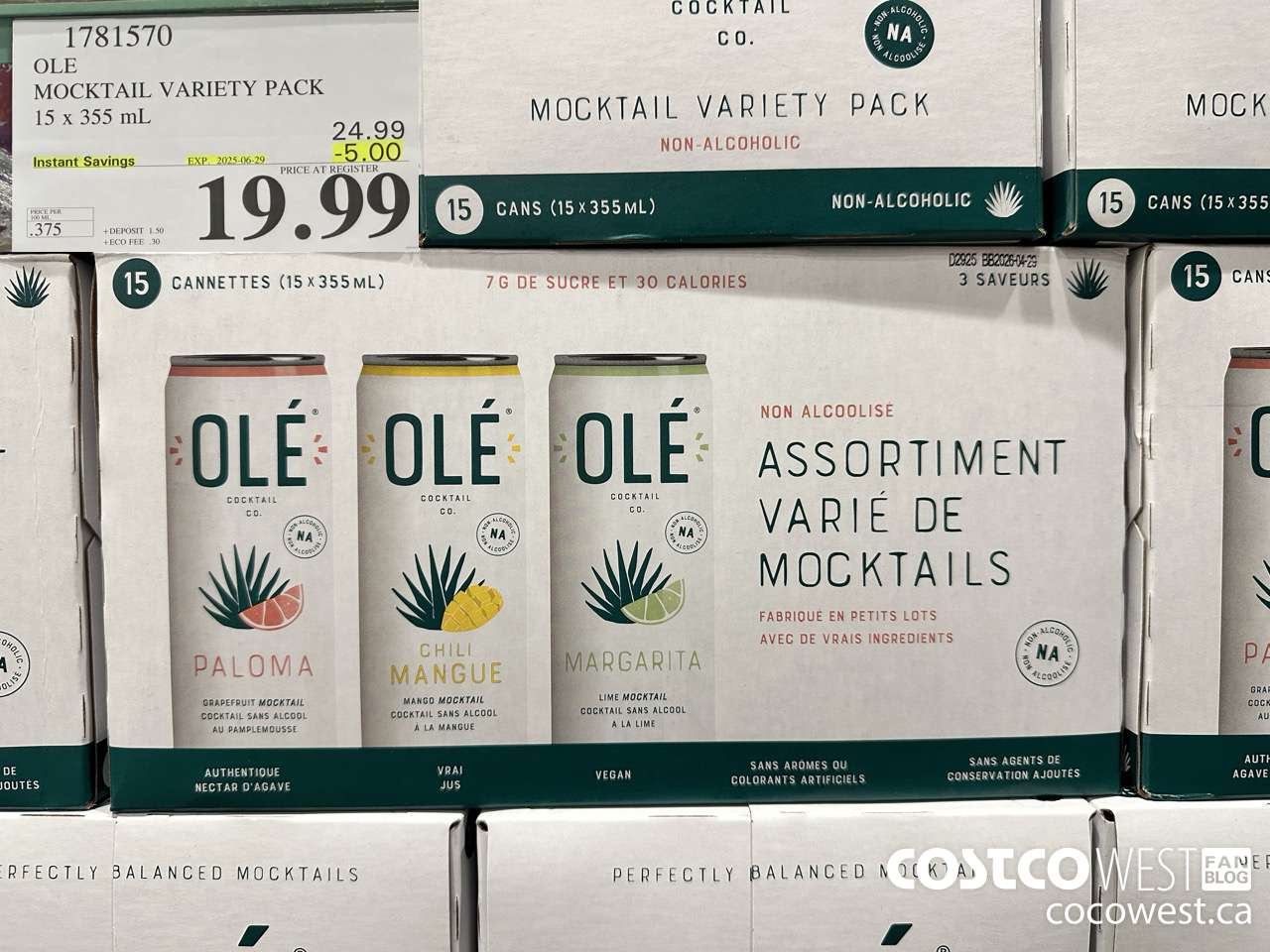 1781570 OLE MOCKTAIL VARIETY PACK 15 X 355 ML ($5.00 INSTANT SAVINGS EXPIRES ON 2025-06-29) $19.99