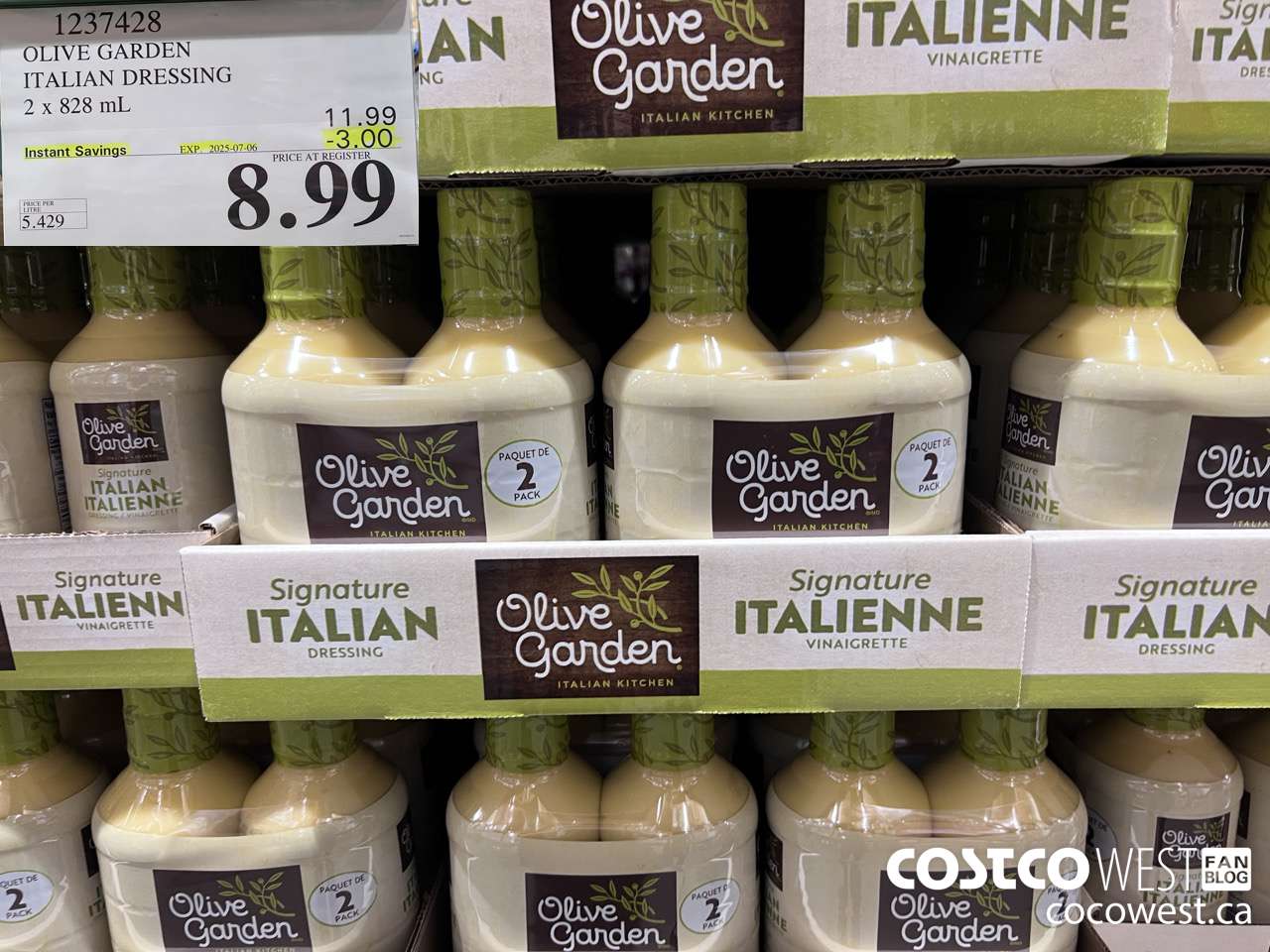 1237428 OLIVE GARDEN ITALIAN DRESSING 2 X 828ML ($3.00 INSTANT SAVINGS EXPIRES ON 2025-07-06) $8.99