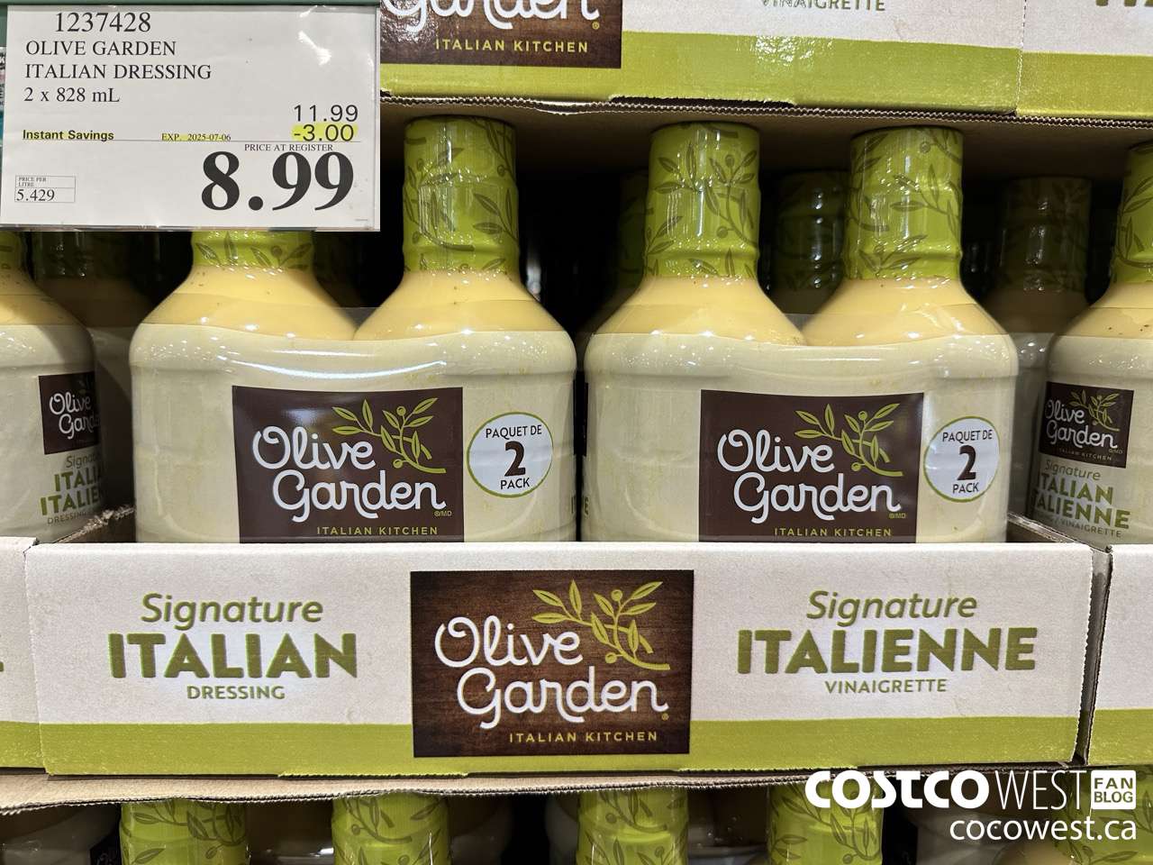 1237428 OLIVE GARDEN ITALIAN DRESSING 2 X 828ML ($3.00 INSTANT SAVINGS EXPIRES ON 2025-07-06) $8.99