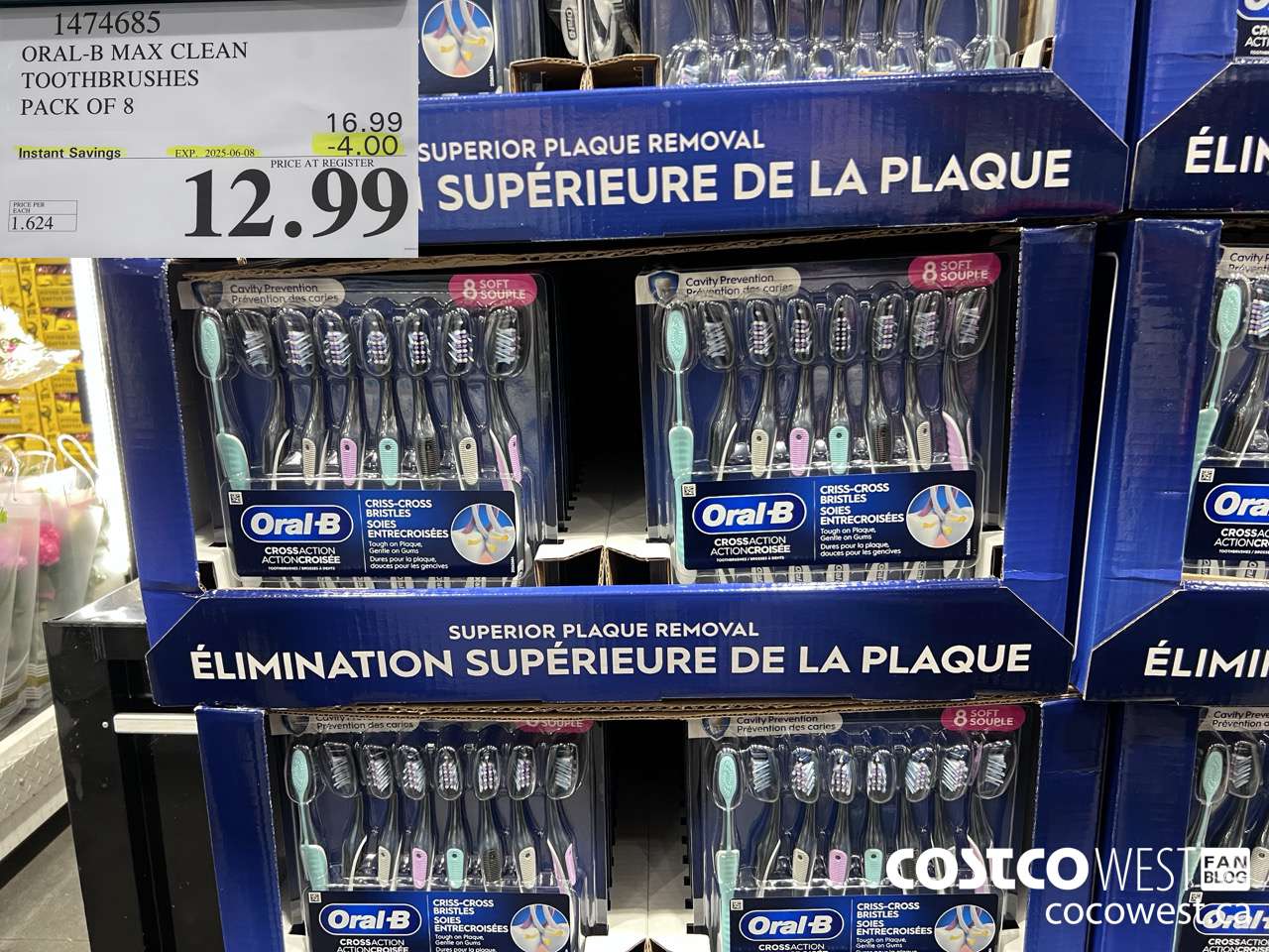 1474685 ORAL-B MAX CLEAN TOOTHBRUSHES PACK OF 8 ($4.00 INSTANT SAVINGS EXPIRES ON 2025-06-08) $12.99