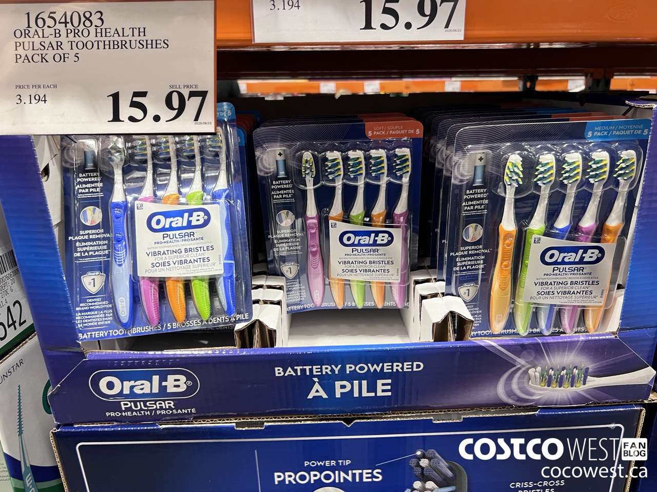 1654083 ORAL-B PRO HEALTH TOOTHBRUSHES PACK OF 5 $15.97