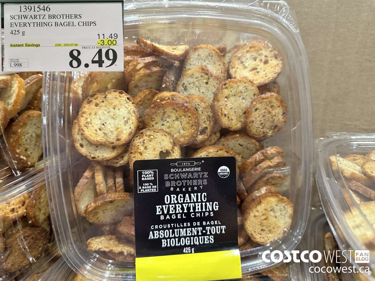 1391546 ORGANIC SCHWARTZ EVERYTHING BAGEL CHIPS 425G ($3.00 INSTANT SAVINGS EXPIRES ON 2025-07-06) $8.49